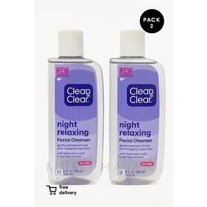Clean & Clear Night Relaxing Deep Cleaning Face Wash 8 fl oz Lot of 2